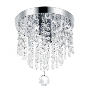 DORESshop 8.7" Crystal Flush Mount Ceiling Light Modern Nickel Dimmable 3-Color Ceiling Light Fixture  for Hallway, - 1 of 4