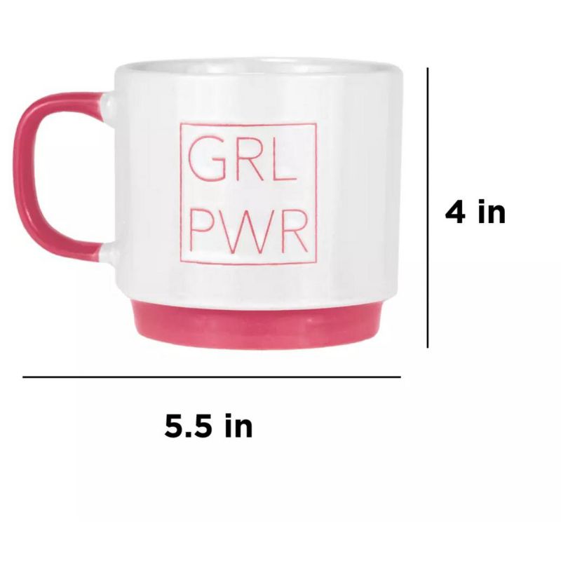 Amici Home "GRL PWR" Girl Power Coffee Mug, Pink Handle, Lettering, and Bottom, For Tea, or Any Beverages, Microwave & Dishwasher Safe, 20-Ounce, 4 of 5
