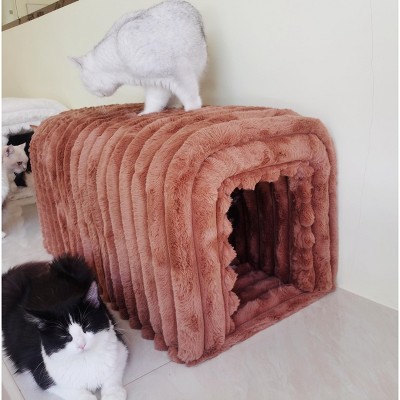 CAVINAS Modern Corduroy Storage Ottoman Bench Cat's Cest,Small Ottoman for Living Room,Bedroom