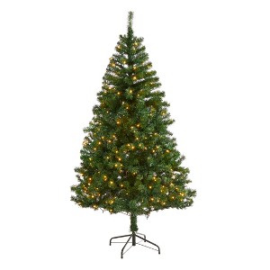 Nearly Natural 6-ft Northern Tip Pine Artificial Christmas Tree with 250 Clear LED Lights - 1 of 4