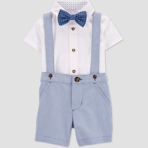 Carter\'s Just Blue/white Baby : Boys\' Shorts & You® Suspender One Top Bow Set Target Striped With - Tie