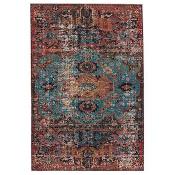 Presia Indoor/Outdoor Medallion Area Rug Red/Teal - Jaipur Living