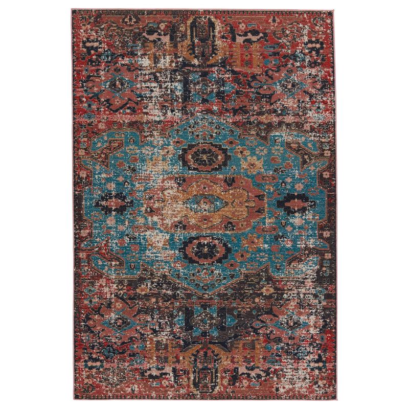 Presia Indoor/Outdoor Medallion Area Rug Red/Teal - Jaipur Living, 1 of 8