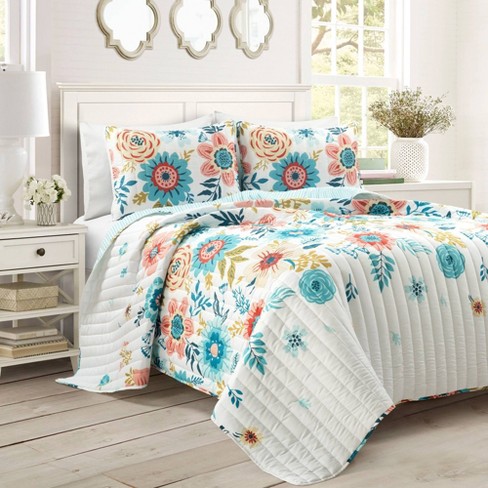 The Pioneer Woman Blue Cotton Sweet Rose 4-Piece Comforter Set