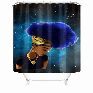 Blue Hair Girl Shower Curtains for Bathroom Waterproof Fabric Bath Curtain Durable Soft Stylish Bathroom Decor 72x72 Inch - 1 of 1