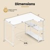 Costway L-Shaped Computer Desk with Power Outlets Adjustable shelf Heavy-Duty Metal Frame Brown/White/Black - 3 of 4