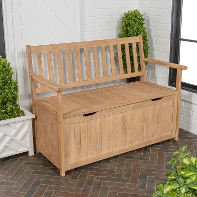Sophie 48" Light Teak Acacia Wood Storage Bench