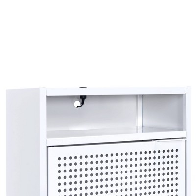 Gemma 19" White Metal Nightstand with USB Port