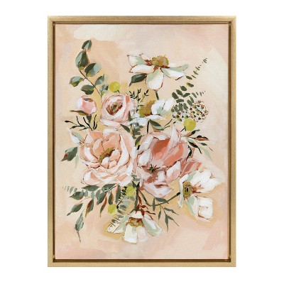 Gold Framed Floral Bouquet Canvas Print, 18" x 24"