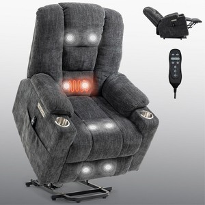 CAVINAS Power Lift Recliner with Massage & Heat for Elderly, Wide Overstuffed Heavy Duty Chair, Dual USB-C Ports & Steel Cup Holders - 1 of 4