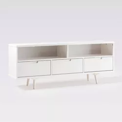 Cara Mid-Century Modern 3 Drawer TV Stand for TVs up to 65" White - Saracina Home