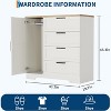 43.3" H Armoire Wardrobe Closet with 4 Drawers & Hanging Rod, Multifunctional Wood Storage Cabinet for Bedroom, White - 3 of 4