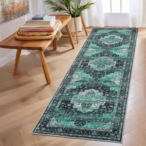 Bedroom Printed Area Rug Soft Bordered Thin  Carpet - 1 of 4