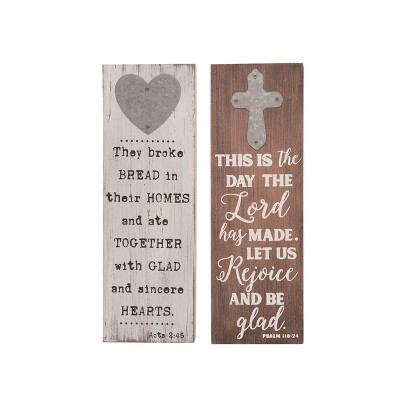 Transpac MDF Bible Verse Decor Set of 2 Spring Home Decorations