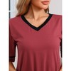 cheibear Womens Cotton Sleepwear Soft Comfy Sleepshirts V Neck Short Sleeve Short Night Shirts Sleep Dress with Pockets - 4 of 4