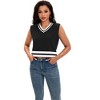 ATHLECHIC Women's Summer Knit Color Block Sleeveless V Neck Loose Fit Preppy Trendy Tank Tops - 2 of 4