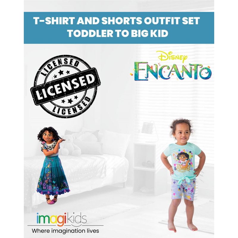 Disney Encanto Mirabel Luisa Isabella Girls T-Shirt and Shorts Outfit Set Toddler to Big Kid , 2 of 10