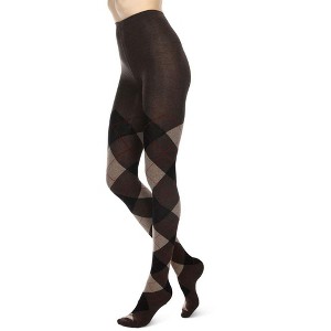 Memoi Women's Classy Argyle Thick Sweater Tights - 1 of 4