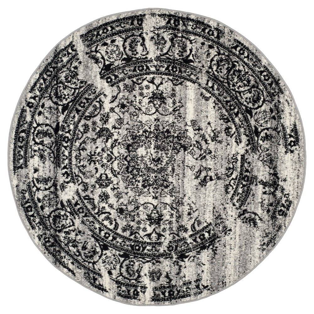 Addaneye Area Rug - Silver/Black (6' Round) - Safavieh