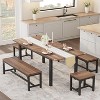 63" Large Extendable Wooden Dining Table Set for 6-8 with Benches and Stools, Ideal for Small Space-Walnut - 4 of 4