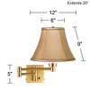 Barnes and Ivy Alta Vintage Swing Arm Wall Lamp Warm Antique Brass Plug-in Light Fixture Tan Fabric Bell Shade for Bedroom Bedside Living Room House - 4 of 4