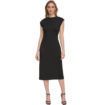 Calvin Klein Womens Sheath Cap Sleeve Midi Dress