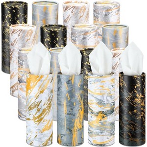 4/8/12/16 Pack Marble Print Car Tissue Holders with 3-Ply Tissues, Round Cylinder for Car Cup Holders & Home Decor - 1 of 4