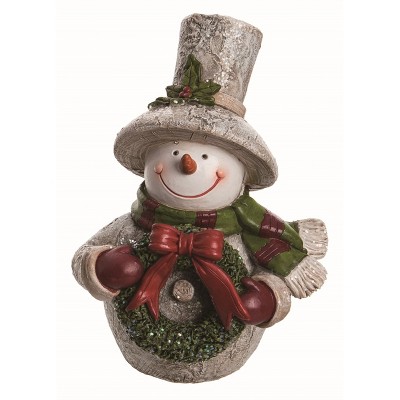 Transpac Resin Multicolor Christmas Large Birch Snowman Figurine