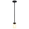 1-Light 5.75" Minimalist Industrial Farmhouse Hanging Clear Cylinder Glass Pendant - Lalia Home - 2 of 4