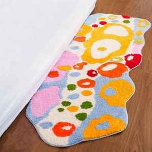 Colorful flower floor mats, super soft bedroom carpets, non-slip quick-drying long bathroom mats, bathroom and kitchen long carpets - 1 of 4