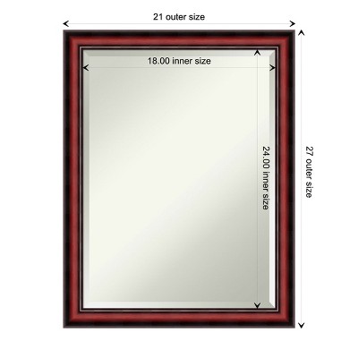 Rubino Cherry Beveled Wood Bathroom Vanity Mirror