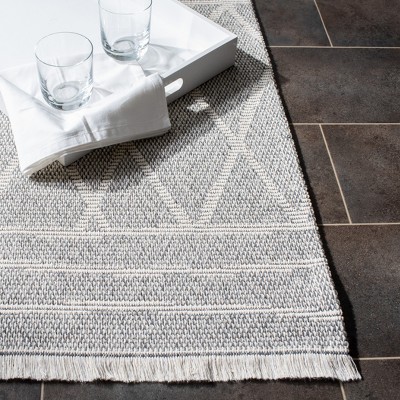 Gray 8' x 10' Flat Woven Synthetic Rectangular Rug