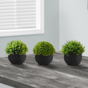 SEVOBAL Planters Set of 3 Artificial Grass Plants in Black Pots for Stylish Indoor Greenery, Green, 5"*5"*5" - 1 of 4