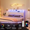 Karl Home Twin Full Queen King Size Headboard, Adjustable Upholstered Headboard with 3 Tier Shelves and Pegboard with Charging Stations and LED Lights - 3 of 4