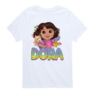 Boys' - Dora the Explorer - Logo Map And Flowers Short Sleeve Graphic T-Shirt - 1 of 4