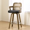 Bekrvio 26" Swivel Counter Height Bar Stools Set of 1/2/3/4,Faux Leather Upholstered Bar Chairs with Back & Arm for Kitchen Island,Black - 2 of 4