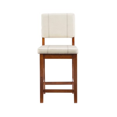 Milano 24" Cream Upholstered Wood Counter Stool