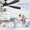Sofucor 52 Inch Smart Ceiling Fan with Lights and Remote Low Profile Ceiling Fan 5 Blade Noiseless Reversible DC Motor Fan Work with Alexa/Google/App - 3 of 4