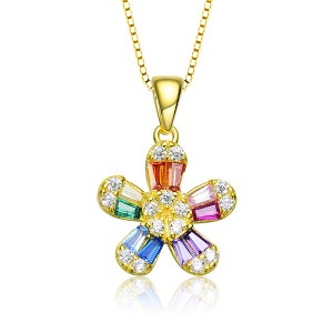 Flower Style Cubic Zirconia Pendant Necklace - Elegant Jewelry for Timeless Beauty and Sophisticated Charm - 1 of 4