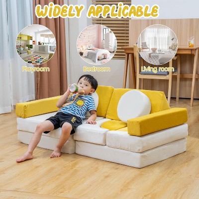 Hooseng Play Couch, Detachable Modular Play Couch, Floor Sofa for Living Room, Convertible Foam and Floor Cushion Sofa