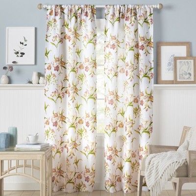 ESTATE VIEW Printemps Light Filtering Rod Pocket Curtain Panel Pair