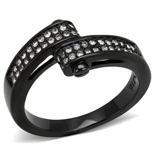 Slickblue Women's Stainless Steel Ring, Black IP Finish, Clear Crystal Stones, Fashion Band, Sizes 5-10 - 1 of 4