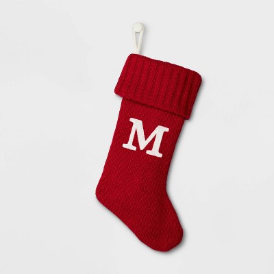 Image of Knit Monogram Christmas Stocking Red M - Wondershop™