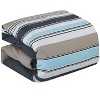 Home Mart Goods 7 Piece Navy Light Blue Striped Comforter Set Embroidery Soft Bedding - 2 of 4