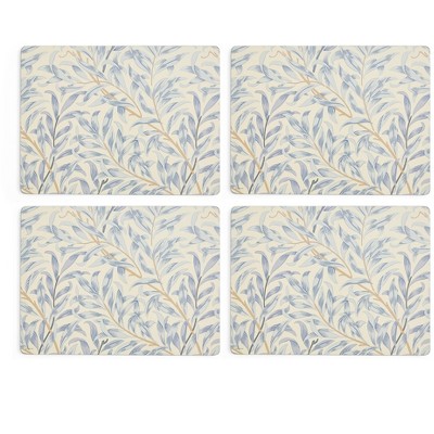Pimpernel Morris & Co Willow Bough Cork-Backed Board Placemats, Set of 4, Cork-Backed Board, Heat Resistant Mat, Wipeable Placemat,15.7 x 11.7 Inch
