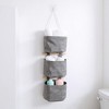 Anna-Kaci 3-Piece Hanging Wall Organizer Set with Wooden Rods and Fabric Pockets 5.5x7x3.5in - Gray - 2 of 4