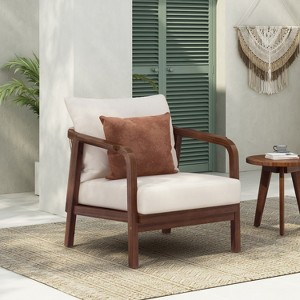 Christopher Knight Home Ivana Patio Woven Rope Acacia Wood Club Chair with Deep Cushions - 1 of 4