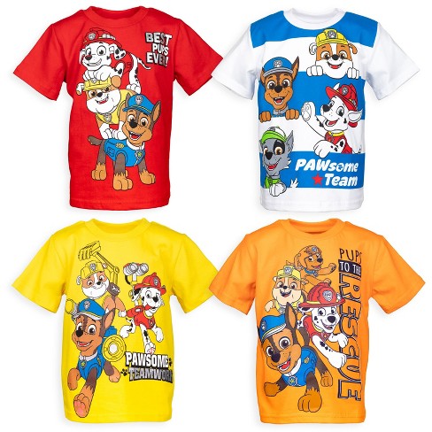 Nickelodeon Paw Patrol Chase Marshall Rubble Toddler Boys 4 Pack Graphic  T-Shirts 3T