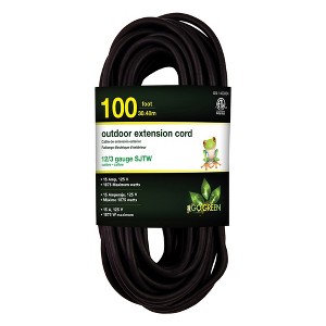 GoGreen Power (GG-14000BK) 12/3 SJTW Outdoor Extension Cord, Black, 100 ft - 1 of 4