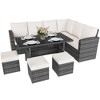 7 Pieces Outdoor Dining Set,Patio Sectional Sofa Conversation Set All Weather Wicker Rattan Couch Dining Table & Chair - 2 of 4